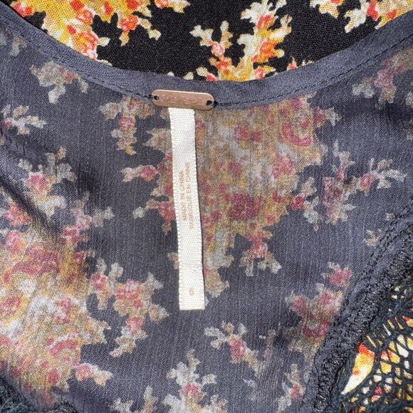 Free People Lonesome Dove High Low Black Floral Dress Size 6 - Picture 11 of 12
